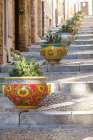 Cefalu, Sicily. Colorful pots.(Editorial Use Only) Art Print